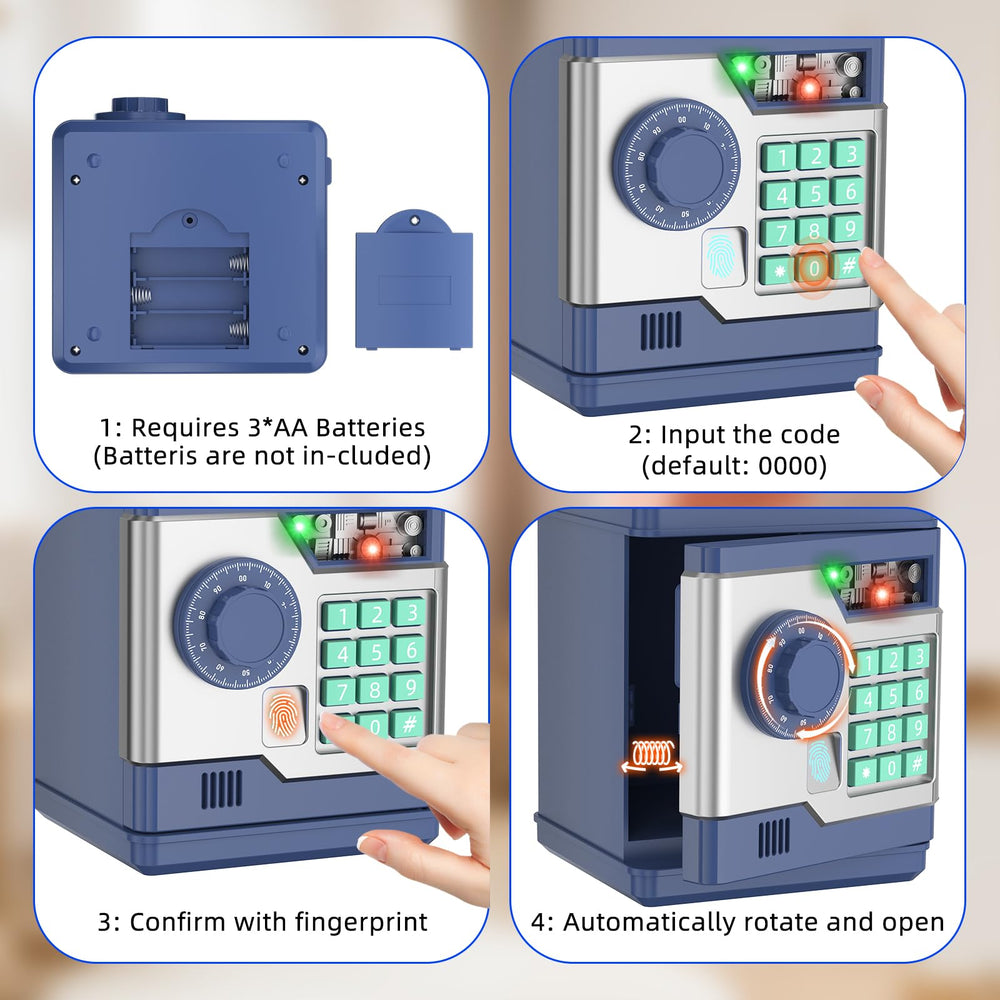 NAFEIV Kids Piggy Bank navy digital feature image illustrating interactive saving.