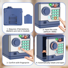 NAFEIV Kids Piggy Bank navy digital feature image illustrating interactive saving.