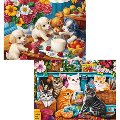 Najiaxiaowu 2-pack 300-piece dog and cat puzzles for adults and teens