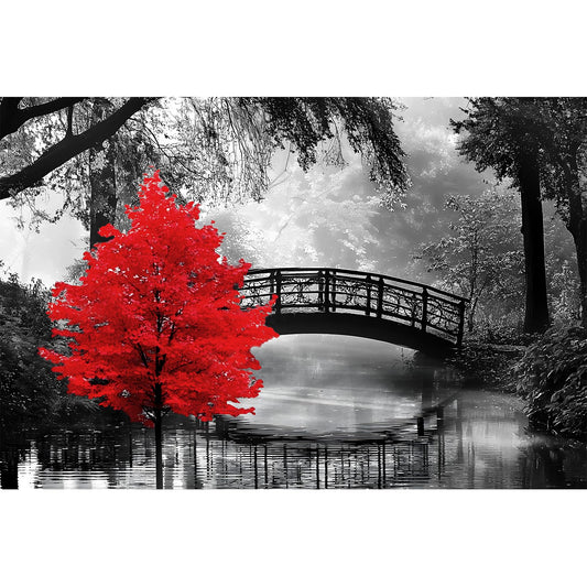 Najiaxiaowu 1000-piece puzzle featuring bridge and red tree for focused recreation.