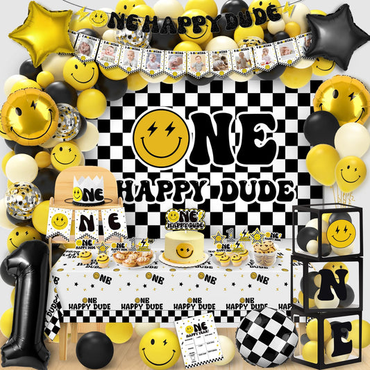 NANAGALI One Happy Dude banner brightening the party backdrop for photos