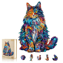 NANFUNCF wooden cat puzzle assembly with laser-cut pieces and unique shape.