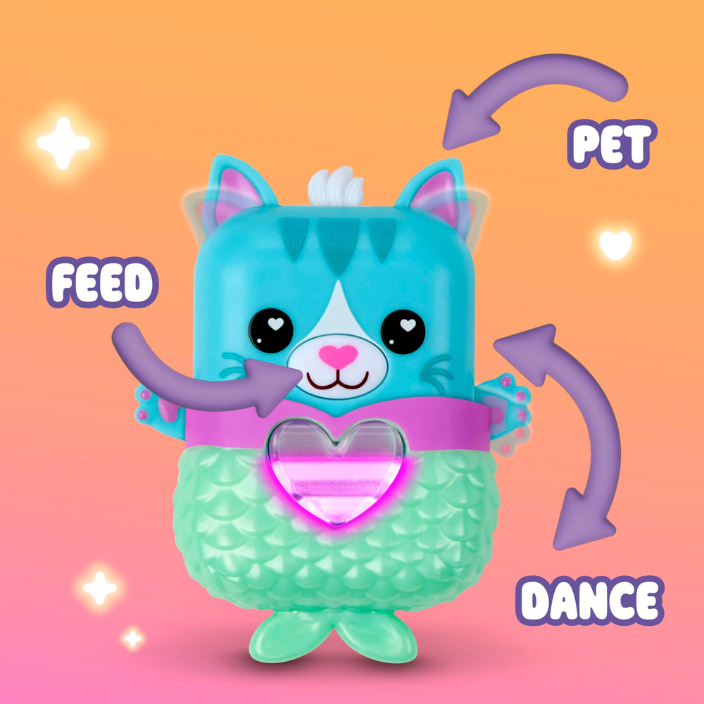 Nano-MALS Pawtricia blue cat ears action for pet interactions and rewards.