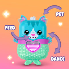 Nano-MALS Pawtricia blue cat ears action for pet interactions and rewards.