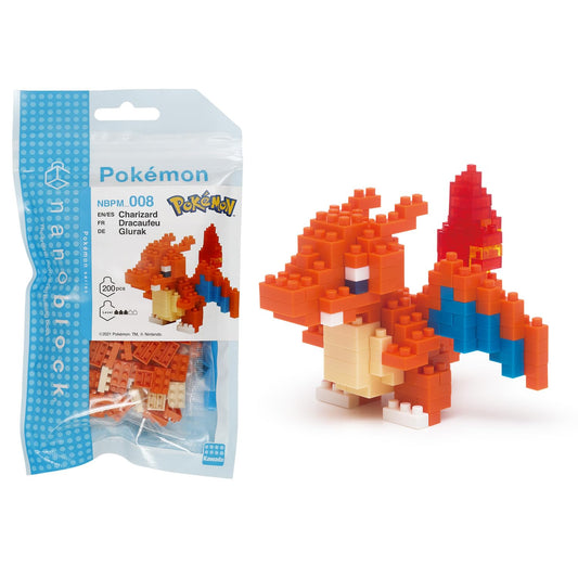 Nanoblock Charizard figurine close-up showing detailed 200-piece build for display