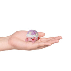 Nanoblock Kirby detailed face expression highlights micro-scale artistry for fans.