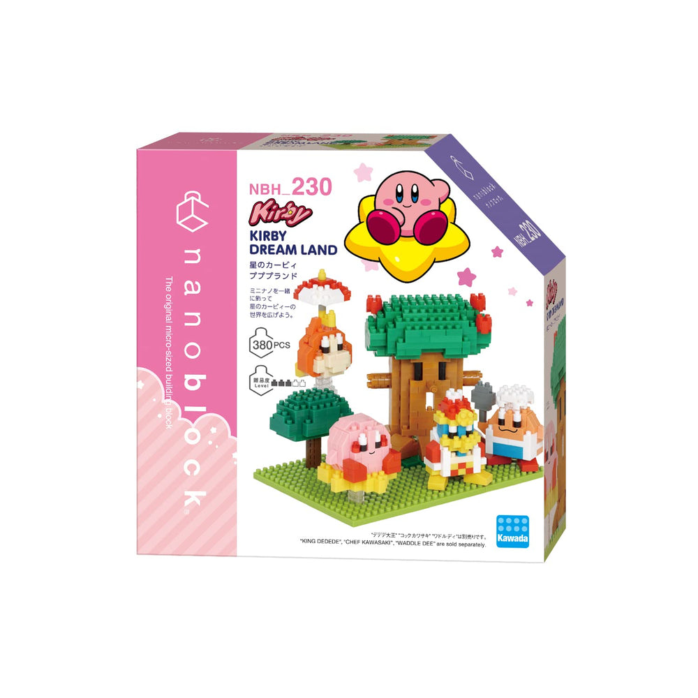 Nanoblock Kirby Dream Land close-up highlights tiny bricks and precise instructions.