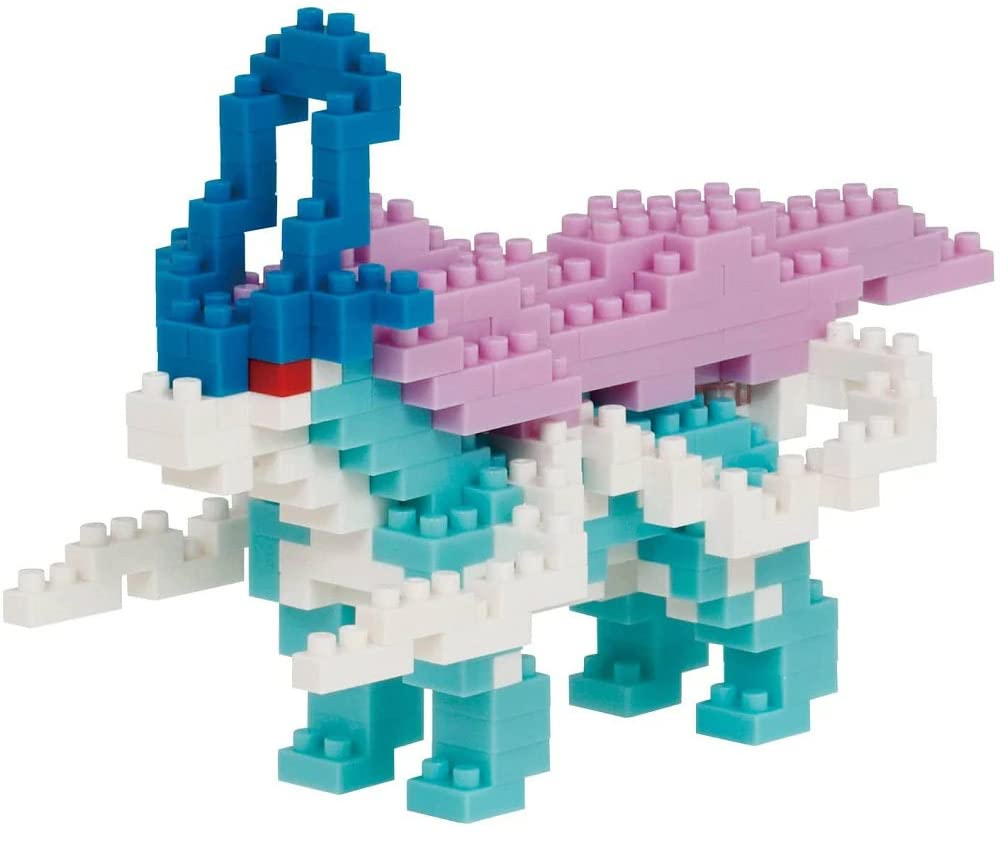 Nanoblock Pokemon Suicune figure, front view for desk display and collection