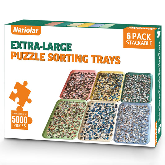 Nariolar stackable puzzle trays six-pack save space and keep pieces organized