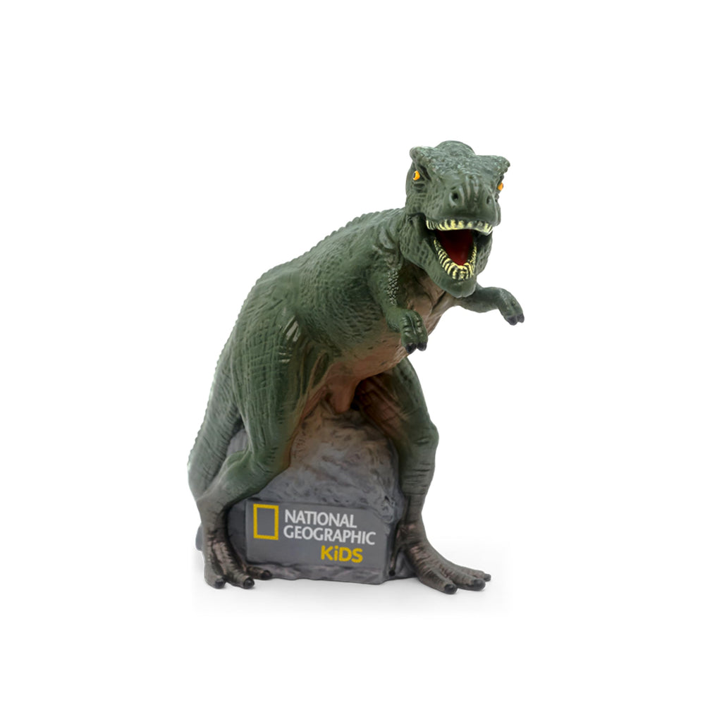 National Geographic Dinosaur Tonies with a child using Toniebox for screen-free storytelling.