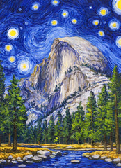 National Parks Collective Yosemite Starry Night puzzle image, striking decor after completion