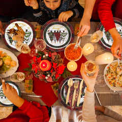 NatNarr Christmas party dinnerware bundle provides coordinated look for seasonal gatherings.