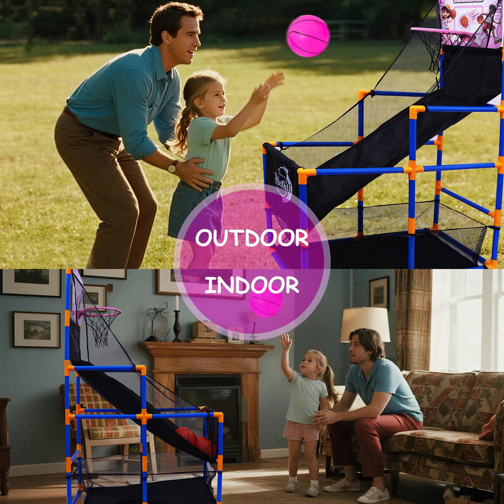 Nattork Arcade Basketball Set supports indoor and outdoor play for versatile family fun