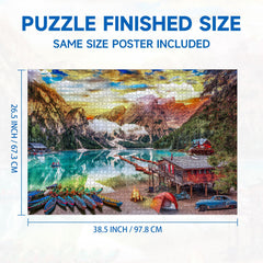 Nattork lakeside view puzzle with back partition keeps pieces organized.