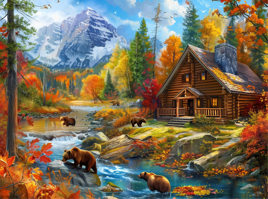 Nattork Bear Village puzzle with poster for easy assembly reference.