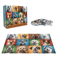 Nattork family puzzle time with colorful dogs