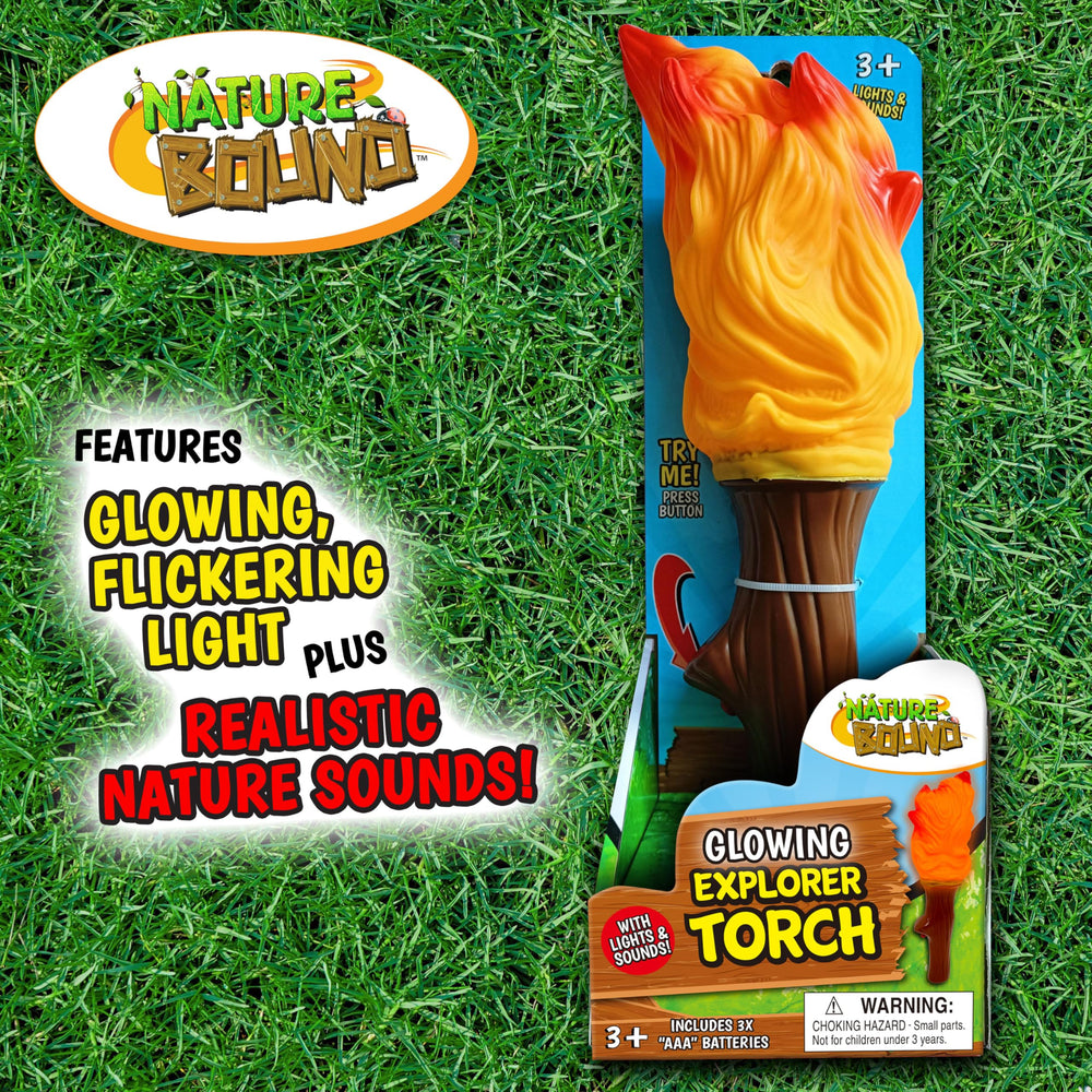 Nature Bound Explorer Torch campfire light outdoors creates backyard adventure ambiance.