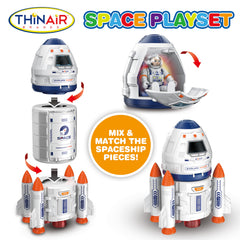 Nature Bound rocket ship with lights and sounds enhances sensory play value.