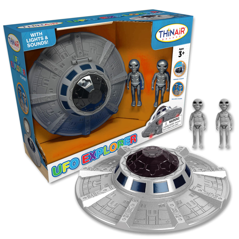 Nature Bound UFO Spaceship toy front view with glowing lights for immersive space play.