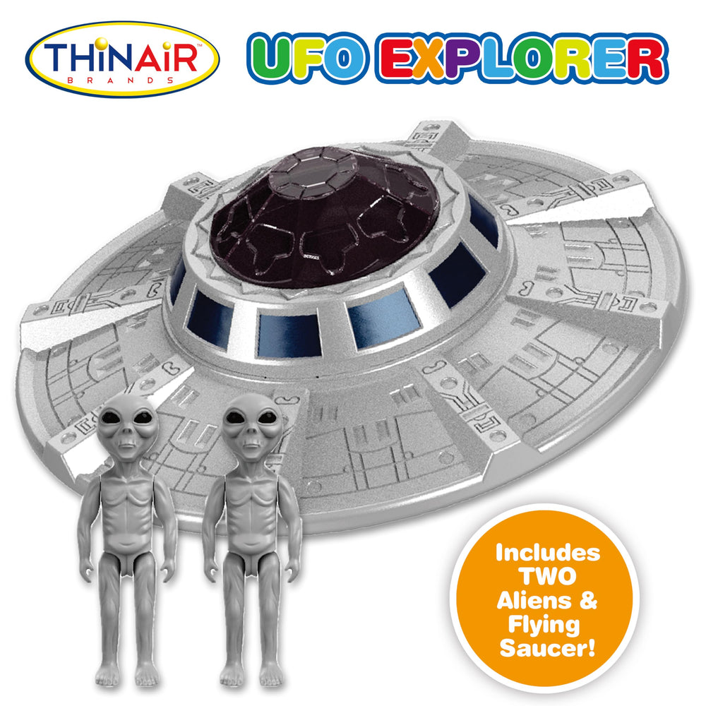 Nature Bound UFO Spaceship toy side view with two aliens for imaginative adventures.