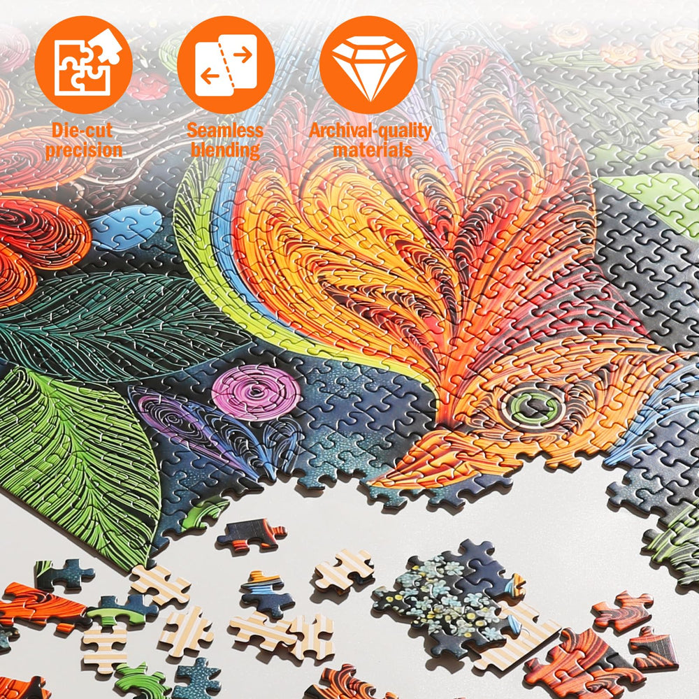 Naturelish colorfully quilled bird art inspires focused, calm puzzling sessions at home.