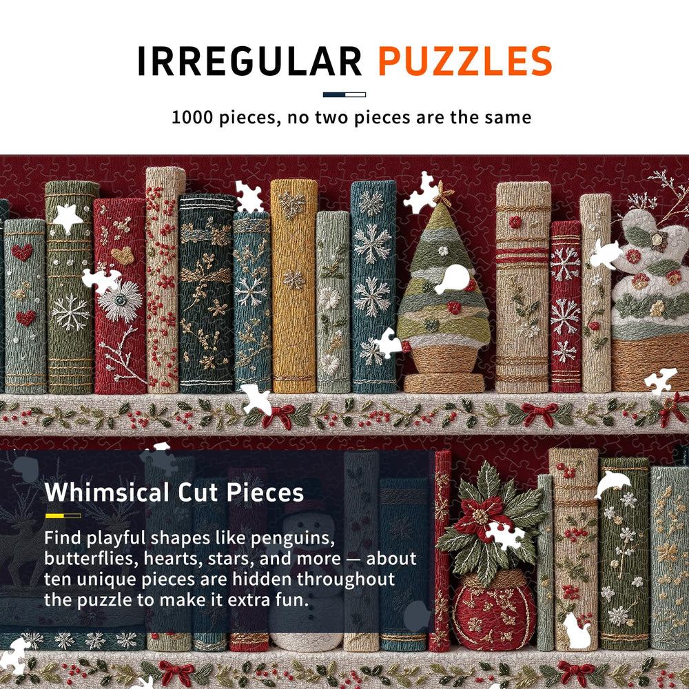 Naturelish Holiday Puzzle matte embossed surface reduces glare for comfortable viewing.