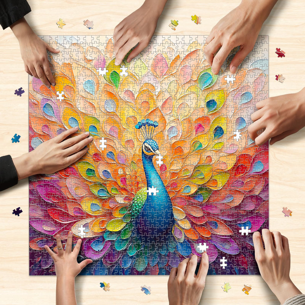Naturelish Peacock Artwork 1000-pieces reveals vibrant colors and visual depth
