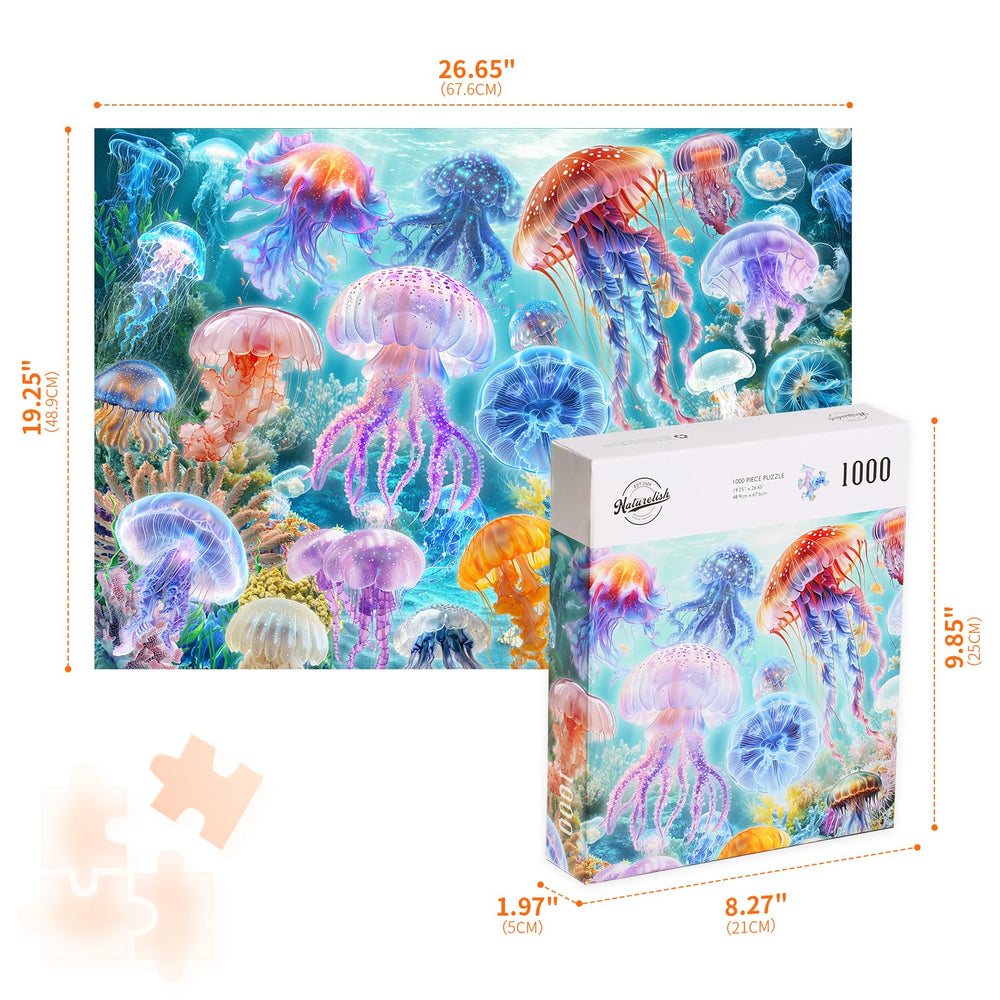 Naturelish jellyfish puzzle includes a reference poster for easy checking and display-ready artwork