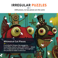 Naturelish artwork on the puzzle features star shapes for surprising elements during assembly
