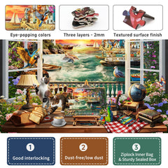 Naturelish Seaview Window Puzzle pieces close-up highlights embossed texture for satisfying assembly.