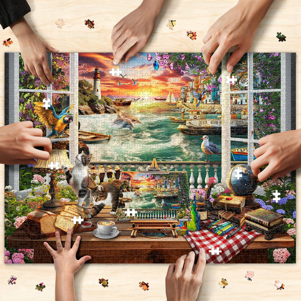 Naturelish Seaview Window Puzzle storage pouch keeps pieces organized.