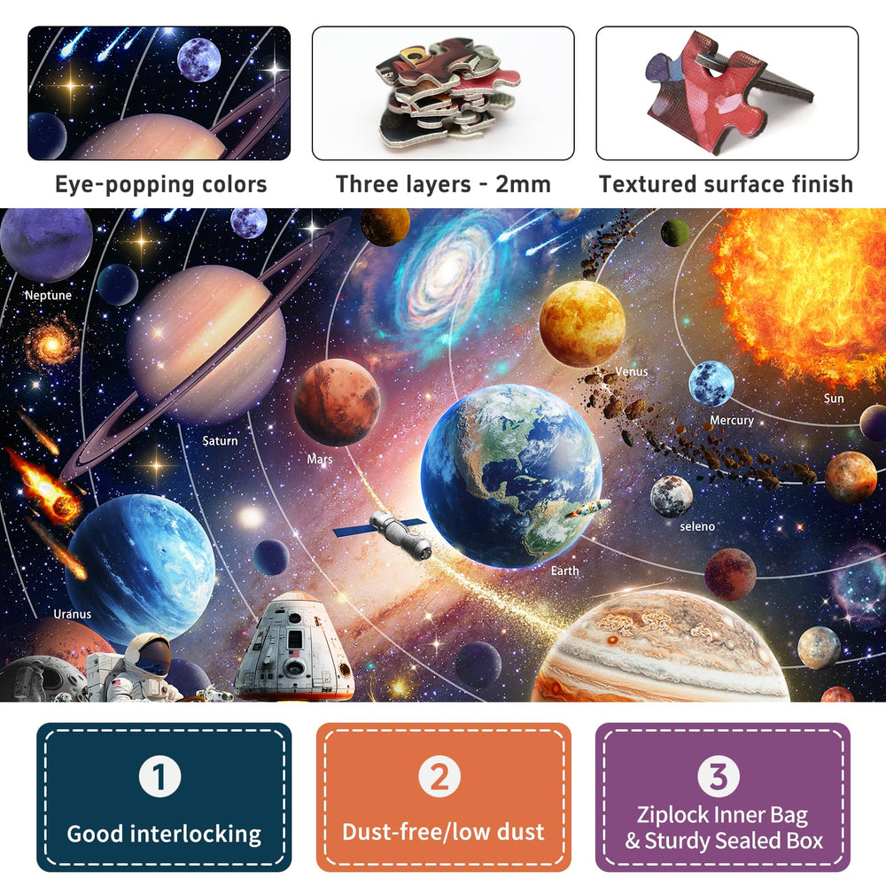 Naturelish Space Explorer puzzle color coded back pieces help beginners start confidently.