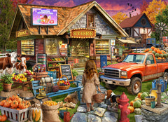 Naturelish Town Store puzzle front view showing nostalgic dam-town setting for game night