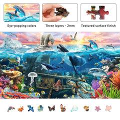 Naturelish underwater coral reef detail adds colorful texture for tactile enjoyment