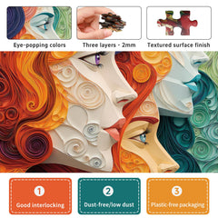 Naturelish vibrant female portrait puzzle interlocks smoothly, satisfying when pieces click together.