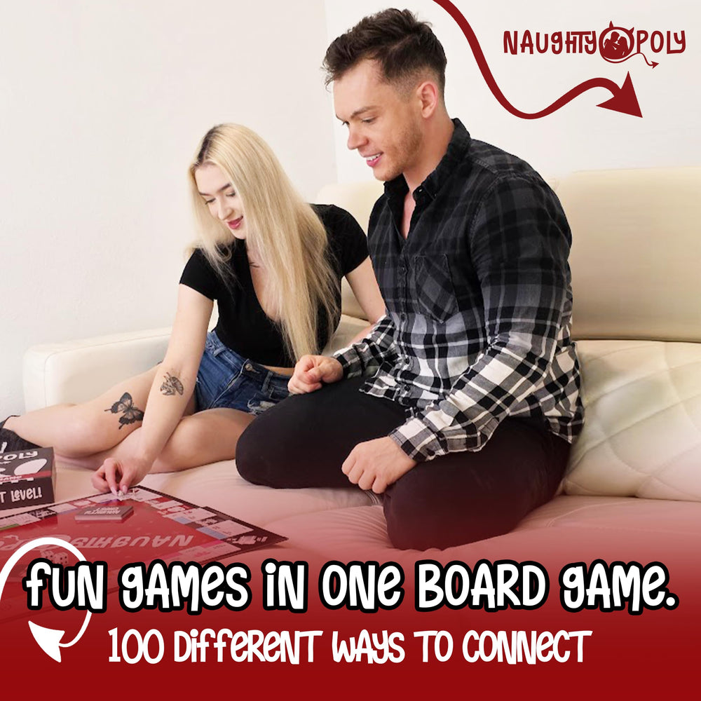 Group table scene with Naughtyopoly showing friends enjoying interactive challenges.