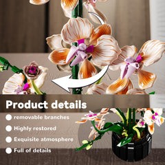 Nayihoop Orchid Building Set uses 866+ bricks for sturdy, intricate blooms