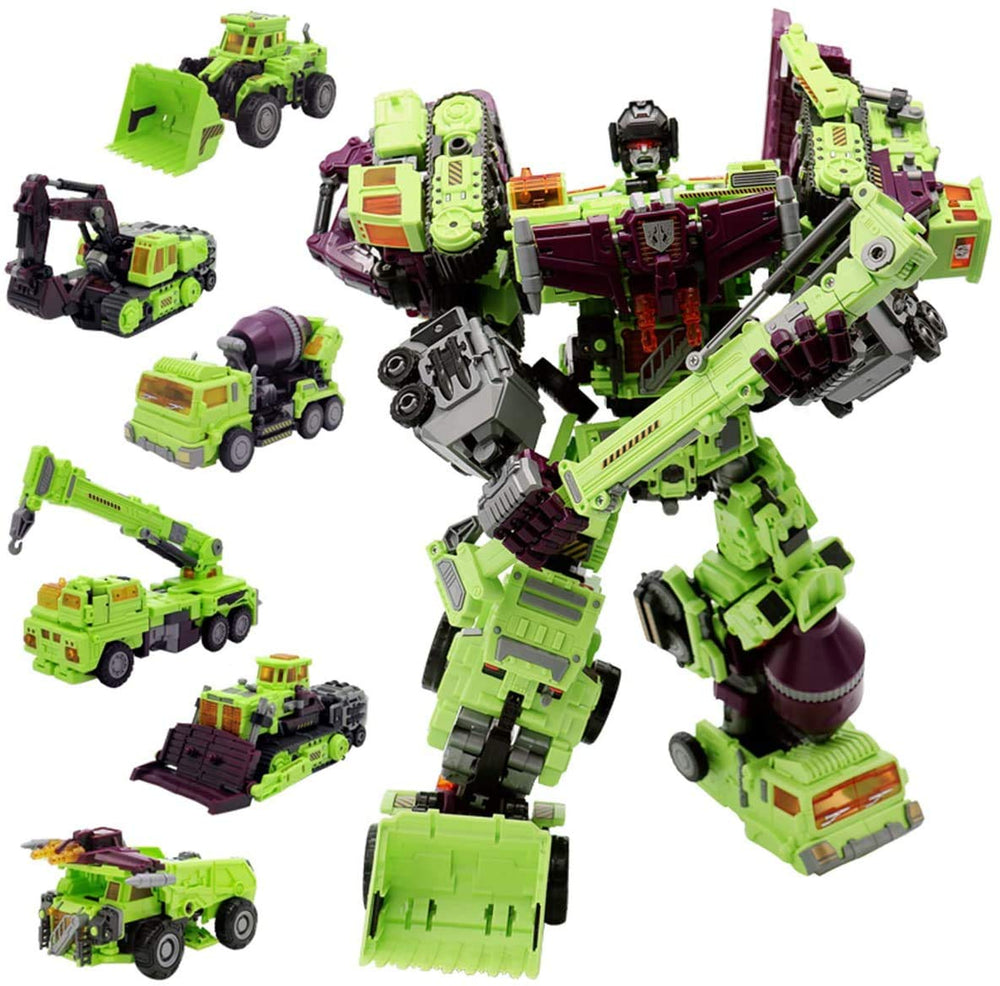 NBK Deformation Oversize 6-in-1 robot devastator green front view for dynamic play