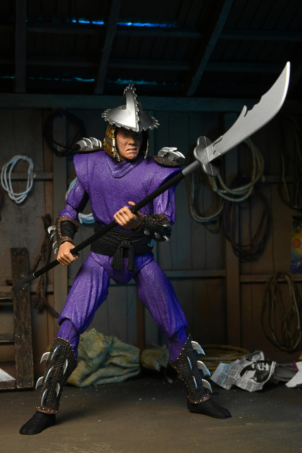 NECA Shredder articulation pose demonstrates poseability for dioramas.