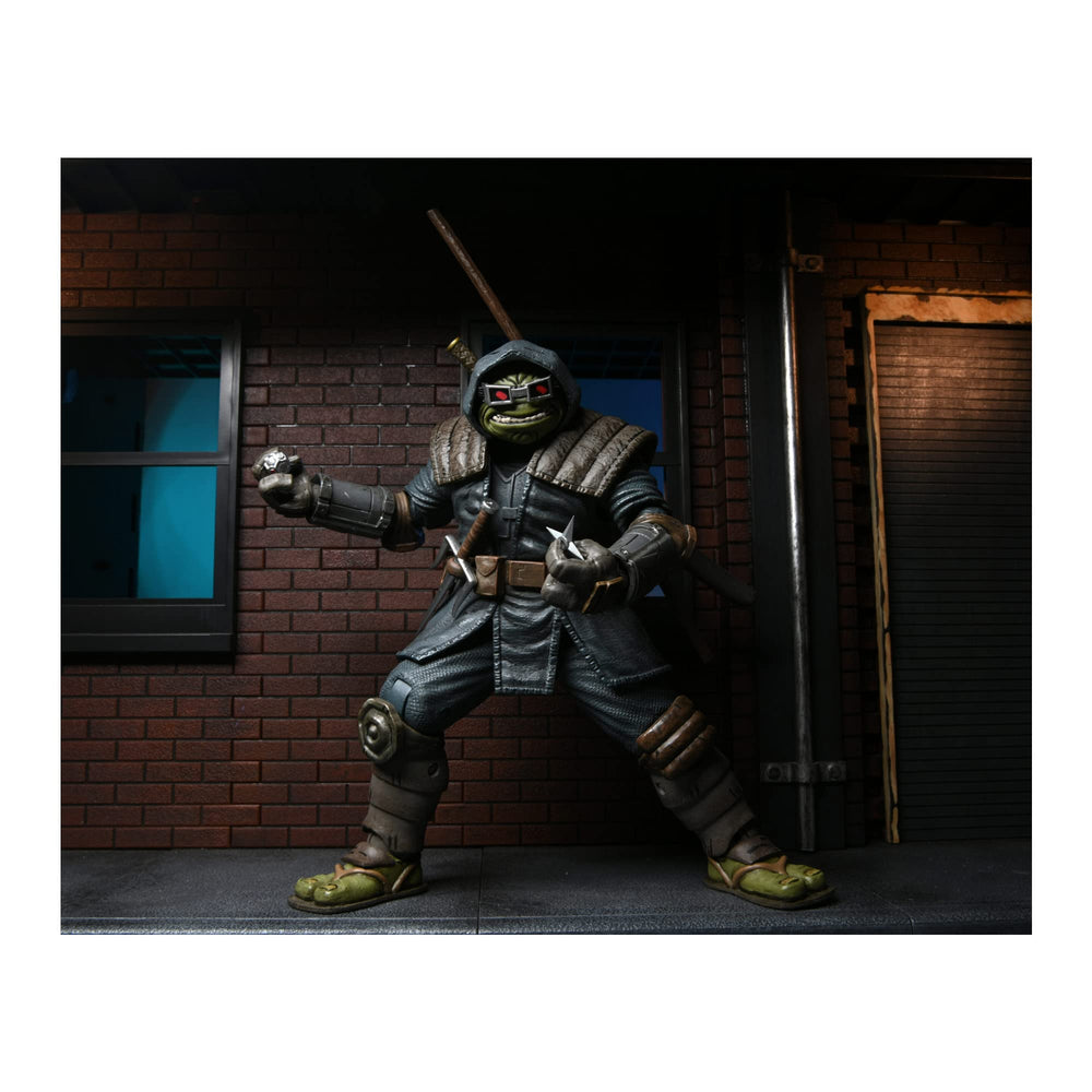 NECA TMNT Last Ronin accessories laid out for authentic battle-ready display.