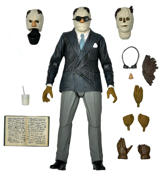 NECA Invisible Man Ultimate head swap for wrapped and uncovered display options.