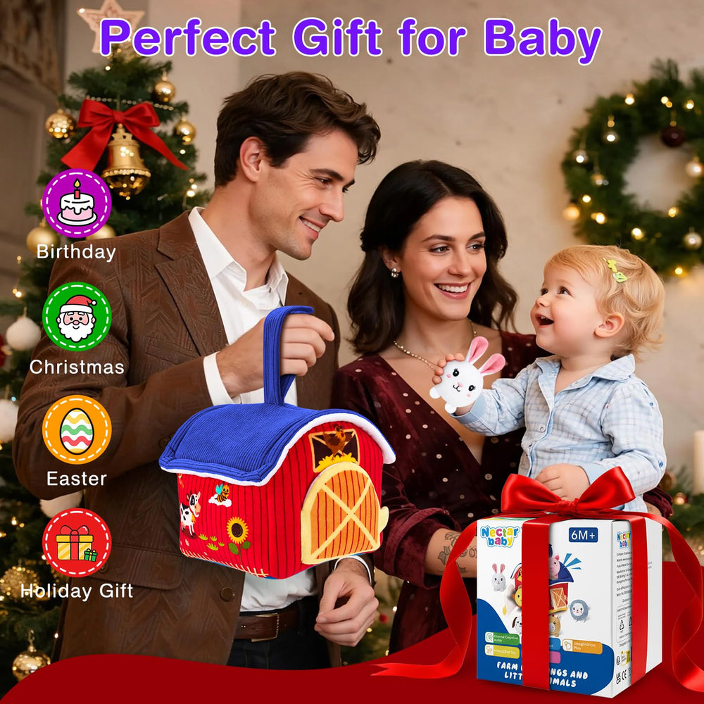 NECTAR BABY sensory barn set includes rattle and crinkle paper for engaging sounds