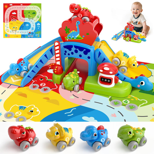 NEHEME Toddler Dinosaur Slide Set with colorful dinosaurs ready for play and discovery