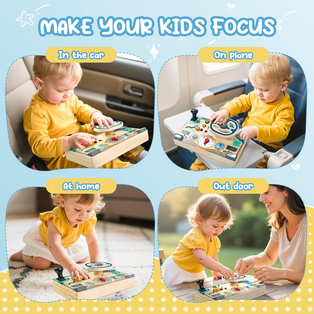 Neikko Busy Board horn sounds add realistic play with safe design.