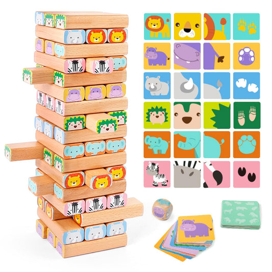Nene Toys Safari Block Stack Tower for imaginative play and fine motor practice