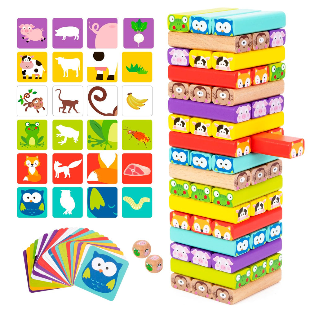 Nene Toys wooden tumble tower suitable for ages 3-9 supporting family fun