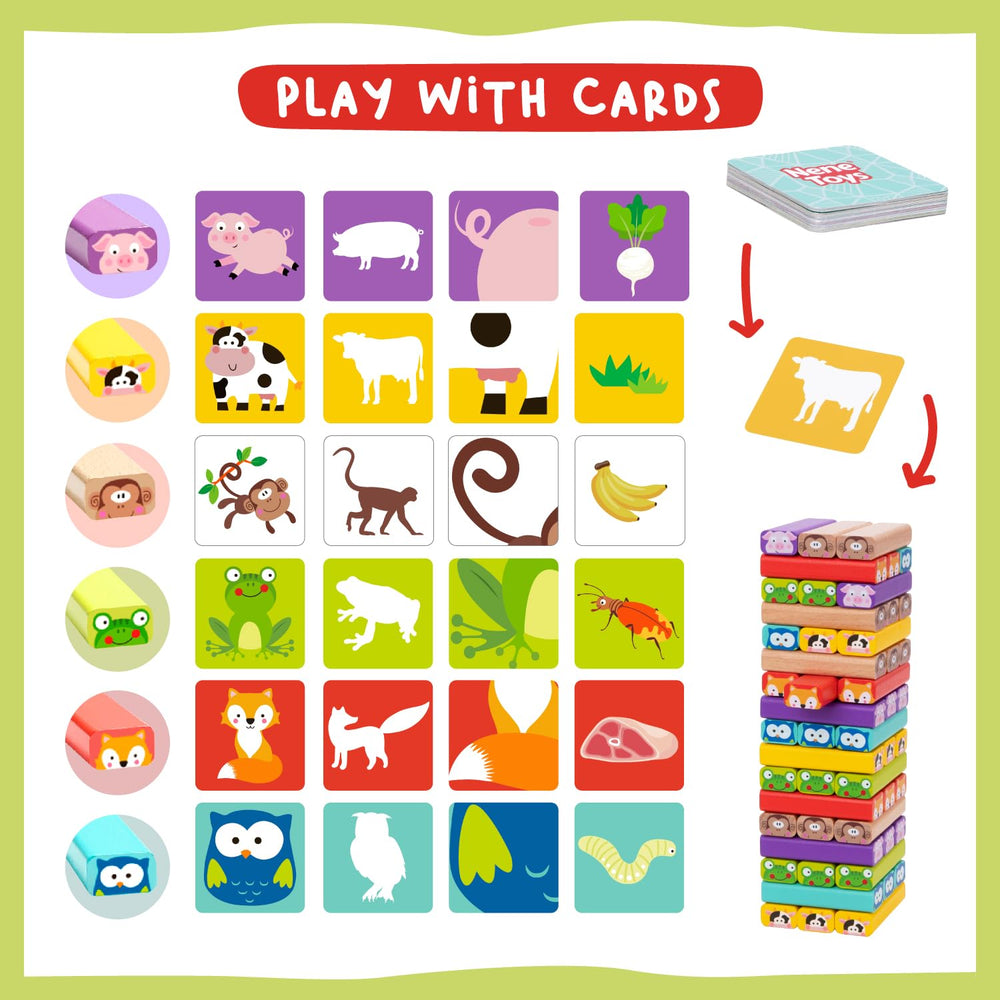 Nene Toys wooden tumble tower domino chains focus strengthens concentration and control