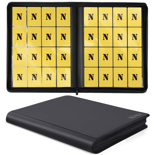 NEOACT 16-pocket card binder front view showing organized card storage