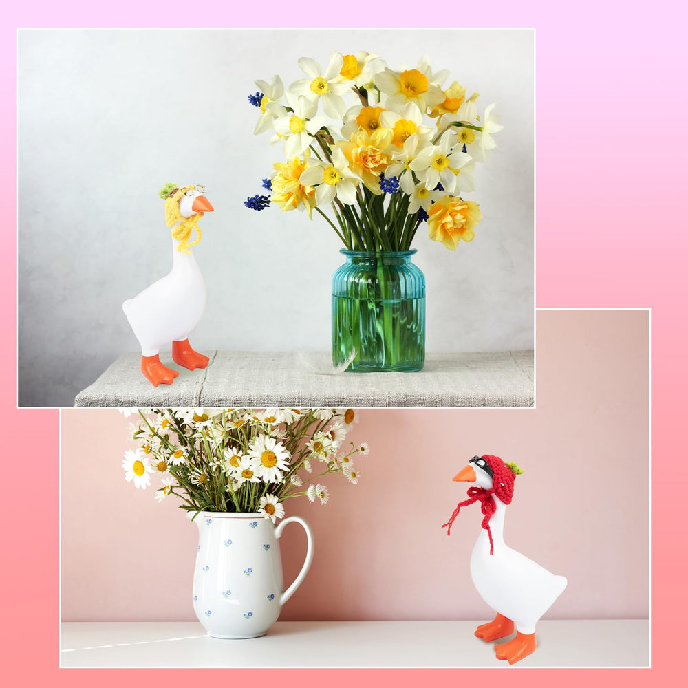 Neowedding desk goose in chick hat introduces cheerful seasonal character