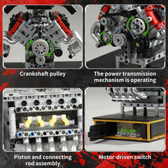NERCISU V8 ENZO engine operation demonstrates dynamic piston motion and gear interaction